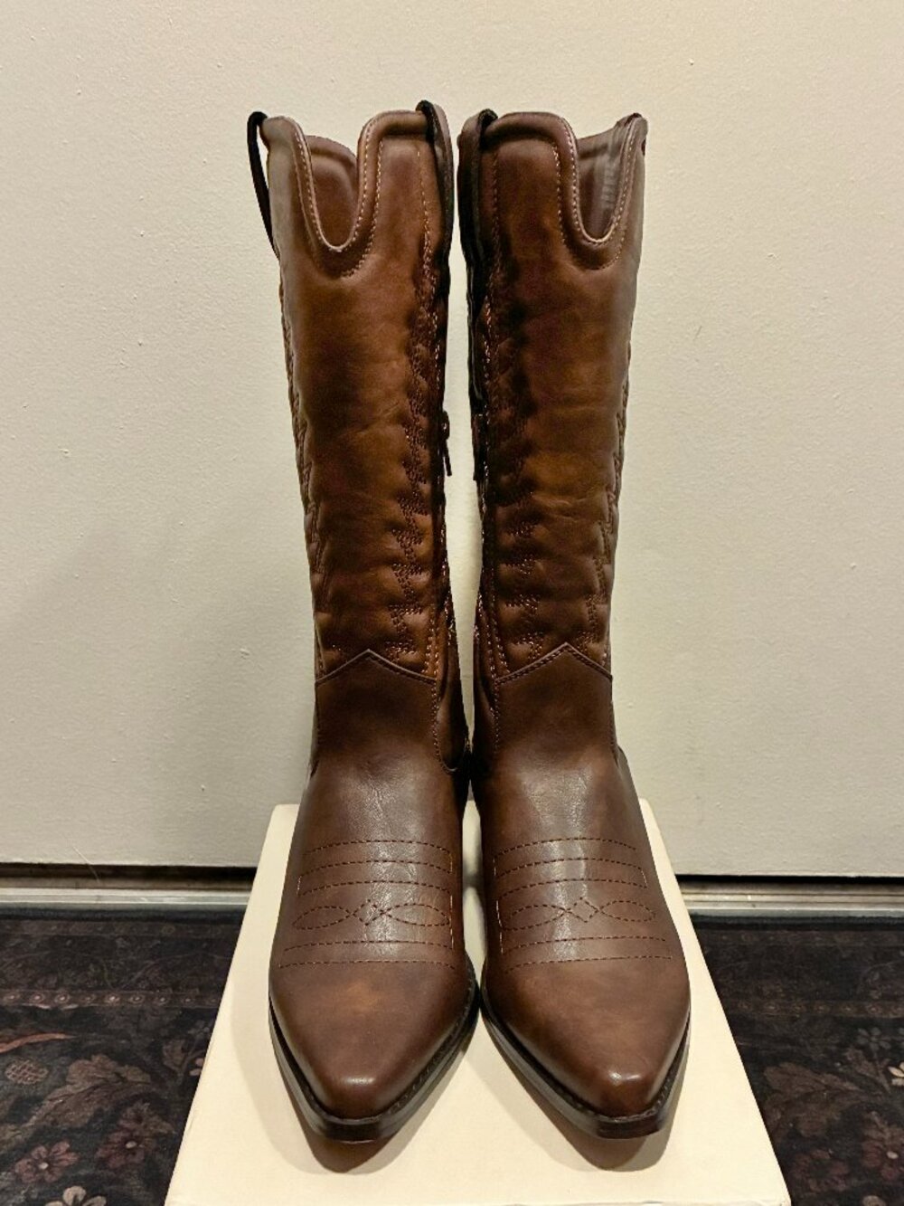 JustFab Western Boot Faux Leather in Brown - Womens US 6